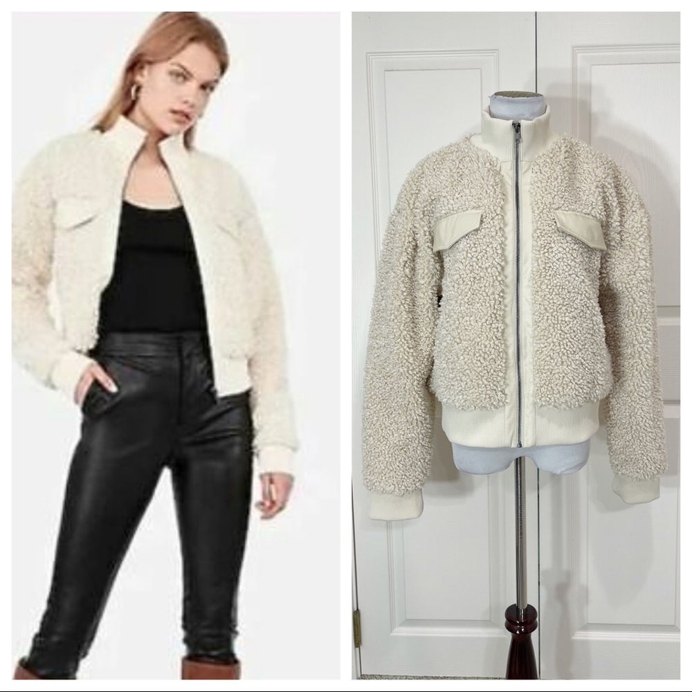 EXPRESS X Negin Mirsalehi sherpa jacket off white cream
